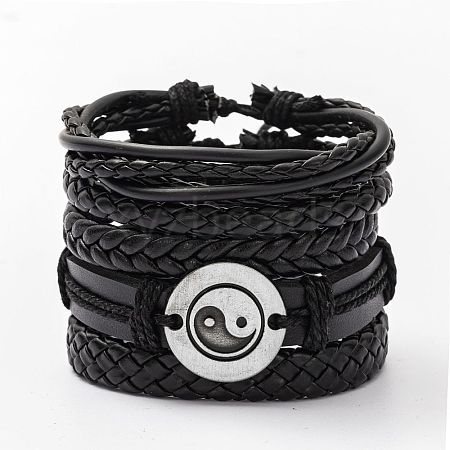 Cowhide & Imitation Leather Cord Knitted Multi-strand Bracelets WG31D03-05-1