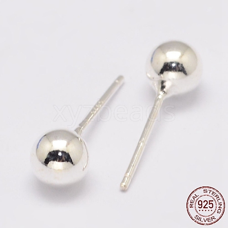 925 Sterling Silver Stud Earrings STER-K028-01S-4mm-1