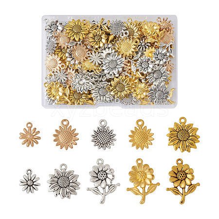 Elecrelive 100Pcs 10 Style Alloy Pendants FIND-EL0001-02-1