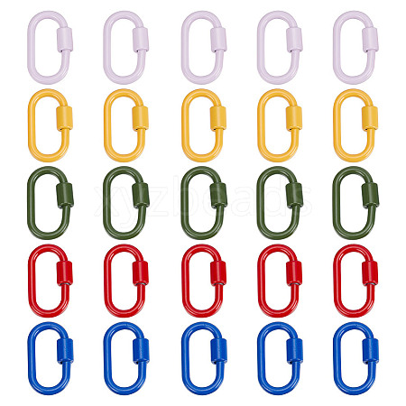 5Pcs 5 Colors Baking Paint Alloy Screw Locking Carabiners FIND-FI0001-12-1