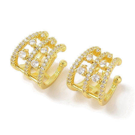 Brass Micro Pave Clear Cubic Zirconia Cuff Earrings for Women EJEW-I305-11G-1
