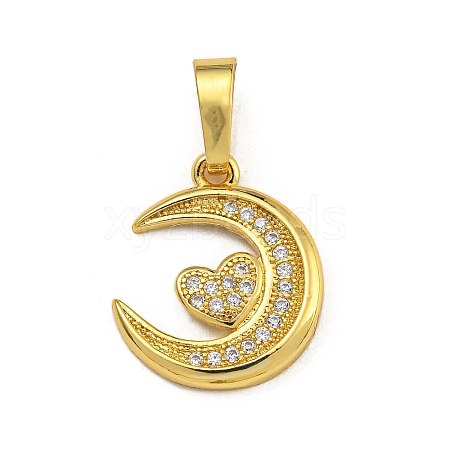 Rack Plating Brass Micro Pave Cubic Zirconia Pendants KK-U035-05G-1