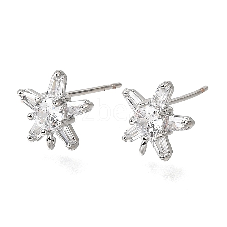 Brass Pave Cubic Zirconia Stud Earring Findings CU-CBAE189-04P-1