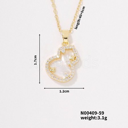 Fashionable Brass Clear Cubic Zirconia Pendant Cable Chain Necklaces for Women FN2830-5-1