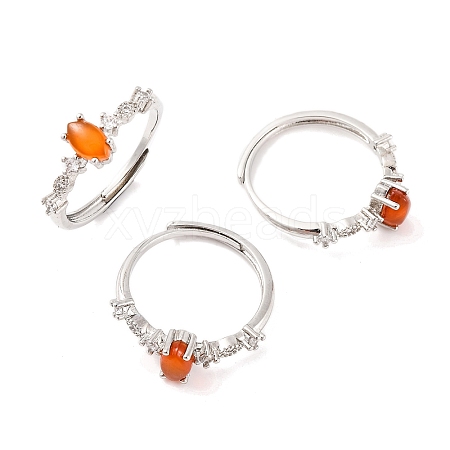 Horse Eye Natural Carnelian Adjustable Rings RJEW-Q817-02P-05-1