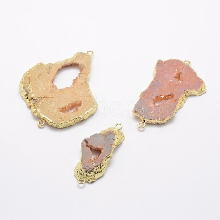 Electroplate Natural Druzy Quartz Crystal Links connectors G-F535-32A-1