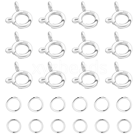 CHGCRAFT 12 Sets 2 Style Sterling Silver Spring Ring Clasps STER-CA0001-08-1