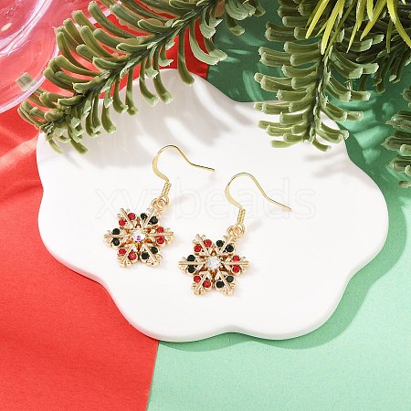 Christmas Theme Alloy Rhinestone Dangle Earrings EJEW-JE06627-02-1