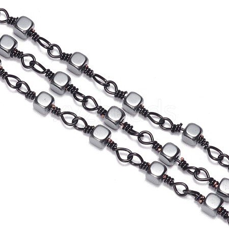 3.28 Feet Handmade Non-magnetic Synthetic Hematite Beaded Chains X-CHC-F007-17-1