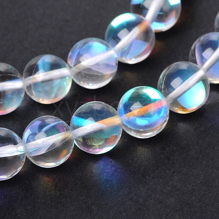 Synthetical Moonstone Round Beads Strands X-G-M049-6mm-02J-1