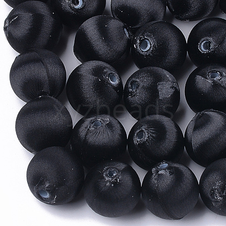 Polyester Thread Fabric Covered Beads WOVE-T007-16mm-10-1