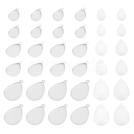 Unicraftale DIY Blank Teardrop Dome Pendant Making Kit DIY-UN0005-01-1