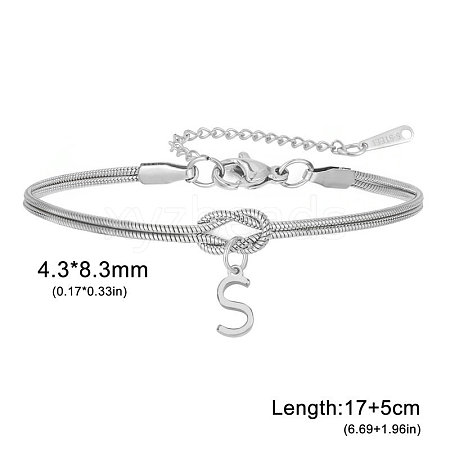 304 Stainless Steel Initial Charm Bracelets FS-WGD8E41-43-1