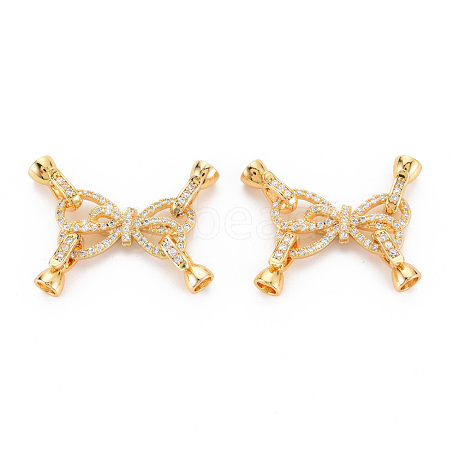 Brass Micro Pave Clear Cubic Zirconia Fold Over Clasps KK-S354-315-NF-1