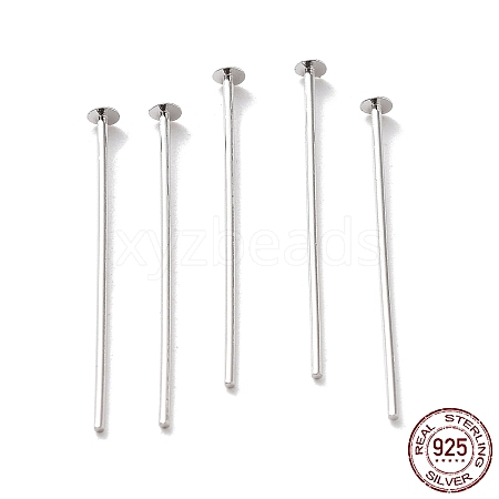 Anti-Tarnish Rhodium Plated 925 Sterling Silver Flat Head Pins STER-M117-03B-P-1