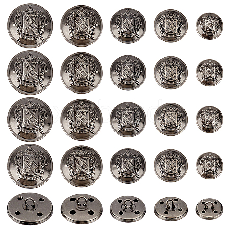 Olycraft 50Pcs 5 Styles 4-Hole Brass Buttons BUTT-OC0001-48B-1