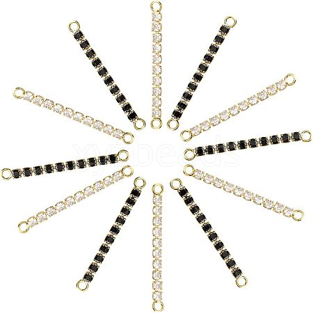 SUPERFINDINGS 12Pcs 2 Colors Brass Micro Pave Cubic Zirconia Connector Charms KK-FH0004-50-1