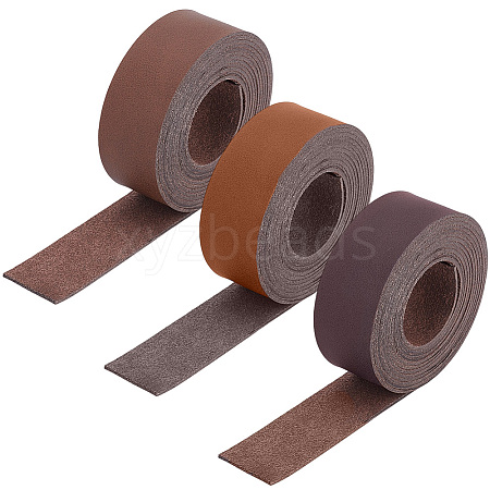 3 Rolls 3 Colors Flat PU Leather Cord LC-GF0001-15A-1