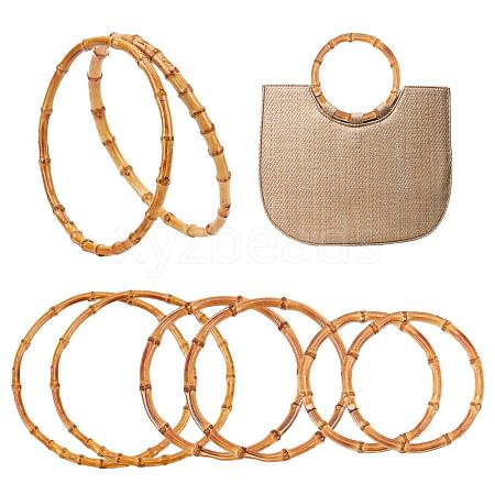   6 Pcs Flat Round Bamboo Bag Handle WOOD-PH0001-62-1