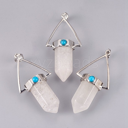 Natural Quartz Crystal Pointed Pendants G-P373-F013-1