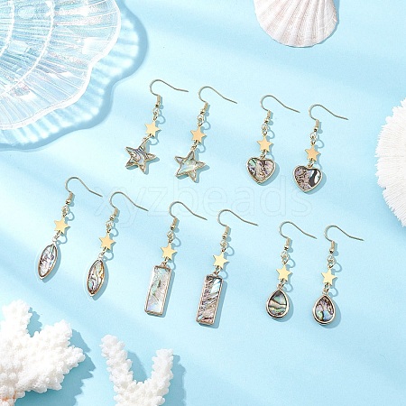 5 Pairs 5 Styles Brass Enamel Dangle Earrings EJEW-JE06570-1