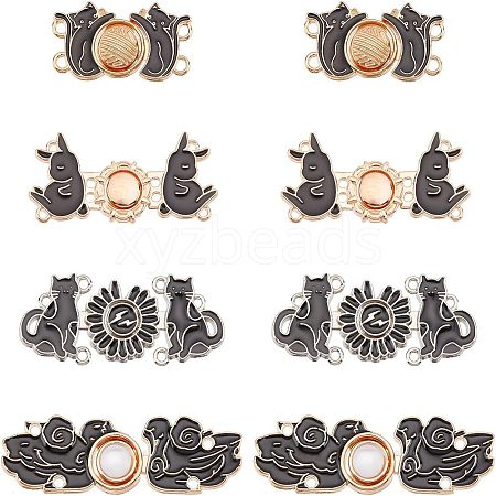  8 Sets 4 Style Alloy Enamel Adjustment Waist Tightener Buckle Buttons FIND-NB0002-69-1