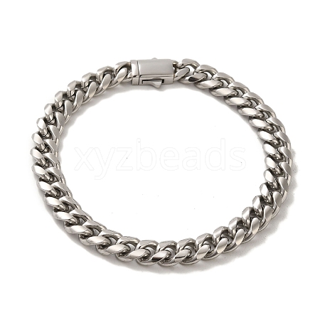 Non-Tarnish 304 Stainless Steel Cuban Link Chain Bracelets for Women Men BJEW-Q341-14B-P-1