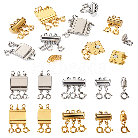 10Pcs 10 Styles Alloy Magnetic Clasps Slide Lock Clasps with Spring Ring Clasps FIND-TA0002-03-1