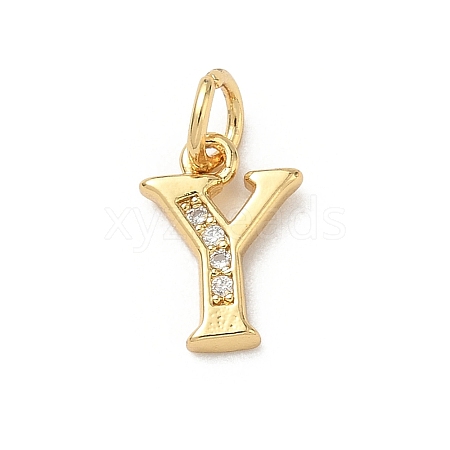 Brass Micro Pave Cubic Zirconia Charms KK-I382-03G-Y-1