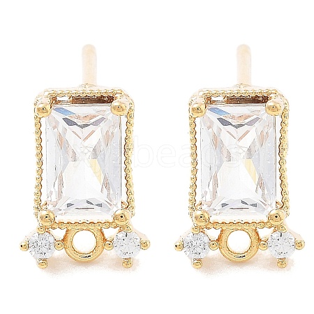 Brass Clear Cubic Zirconia Stud Earring Findings KK-A238-01C-G-1