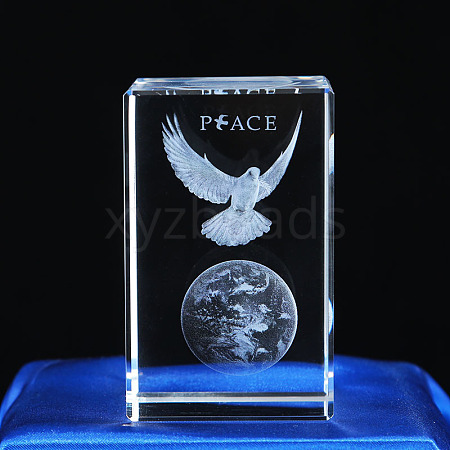 3D Laser Engraving Animal Glass Figurine DJEW-R013-01A-1