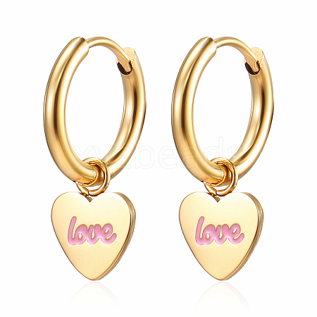 Stainless Steel Heart Dangle Earrings for Women JK4182-1-1