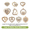 ARRICRAFT 40Pcs 10 Styles Alloy Rhinestone Pendants ALRI-AR0001-10-2