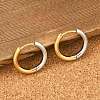 201 Stainless Steel Two Tone Hoop Earrings EJEW-Q002-01G-03-2