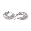 304 Stainless Steel Croissant with Flower Hoop Earrings for Women EJEW-G314-15P-2