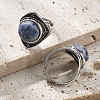 Natural Blue Spot Jasper Adjustable Rings G-P560-03AS-18-2