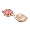 Brass Pave Synthetic Opal Flat Round Connector Charms KK-A239-05G-2