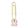 Rabbit Alloy Enamel Pendant Bookmarks AJEW-JK00306-4