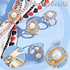   4Pcs 2 Colors Crystal Rhinestone Oval with Plastic Pearl Scarf Buckle Ring AJEW-PH0004-22-4