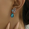 Elegant Alloy Butterfly with Teardrop Dangle Stud Earrings TF5032-4