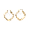 Textured Double Rhombus Brass Huggie Hoop Earrings for Women  EJEW-A064-14G-RS-1