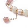 Natural Strawberry Quartz & White Moonstone & Pearl Beaded Stretch Bracelet with Tassel Charms for Women BJEW-JB09009-01-4
