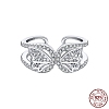 Rhodium Plated 925 Sterling Silver Finger Cuff Rings RJEW-C064-22P-1