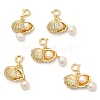 Brass Micro Pave Cubic Zirconia Shell Pendant Decorations KK-H445-10G-3