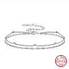 Rhodium Plated 925 Sterling Silver Rope & Satellite Chains Double-Layer Multi-strand Bracelet STER-M116-06P-1