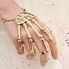 Halloween Themed Skull Alloy Full Hand Ring Bracelet BJEW-L680-01G-1