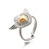 Gothic Style Brass Micro Pave Clear Cubic Zirconia Cuff Rings for Women RJEW-U051-02C-GP-4