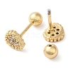 Heart Bow Brass Micro Pave Clear Cubic Zirconia Ear Plug Gauges EJEW-L289-03G-06-2