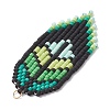 Handmade Glass Seed Beaded Leaf Shape Big Pendants PALLOY-MZ00931-01-4