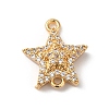 Brass Micro Pave Clear Cubic Zirconia Star Links Connector Charms KK-C062-105G-1